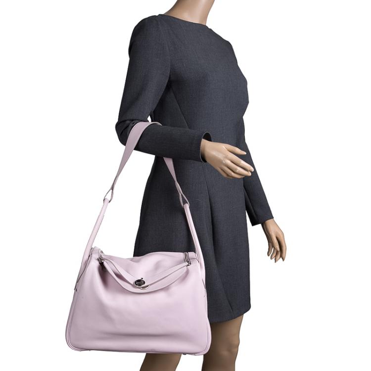 Hermès Lindy Rouge Pivoine Clemence 34 Palladium Hardware, 2015, Red Womens Handbag