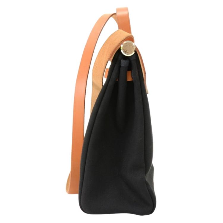 Hermes Hermes Herbag PM 2 in 1 Canvas Dark Brown Leather Shoulder Bag