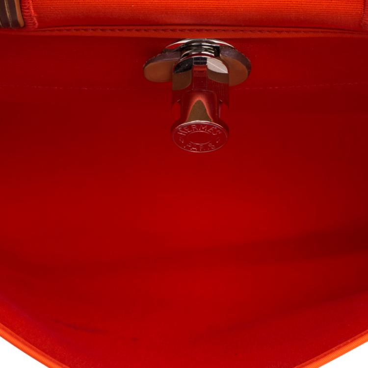 Pre Owned Hermes Brown/Capucines Leather and Fabric Herbag Zip 31 Bag