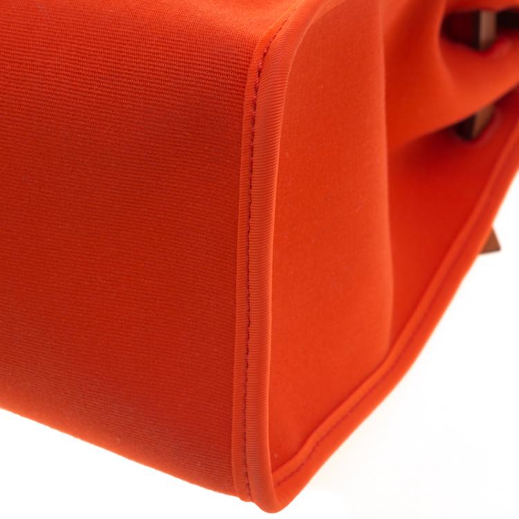 Pre Owned Hermes Brown/Capucines Leather and Fabric Herbag Zip 31 Bag