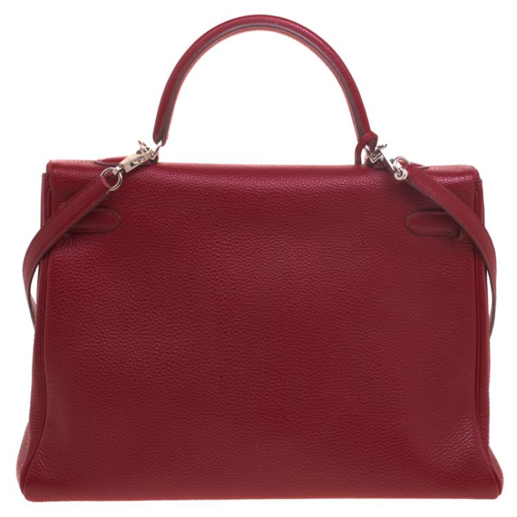 Pre Owned Hermes Ruby Togo Palladium Hardware Kelly Retourne 35 Bag