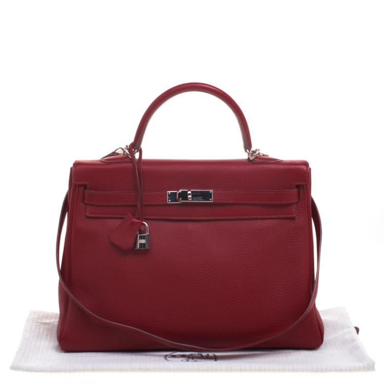 Pre Owned Hermes Ruby Togo Palladium Hardware Kelly Retourne 35 Bag
