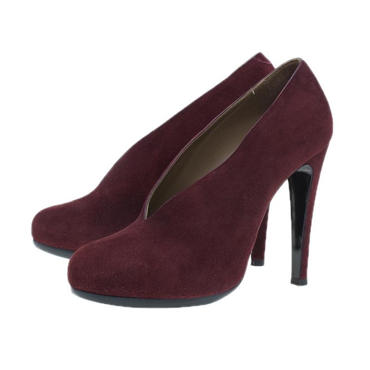Pre Owned Hermes Burgundy Suede Florida Pumps Size 37