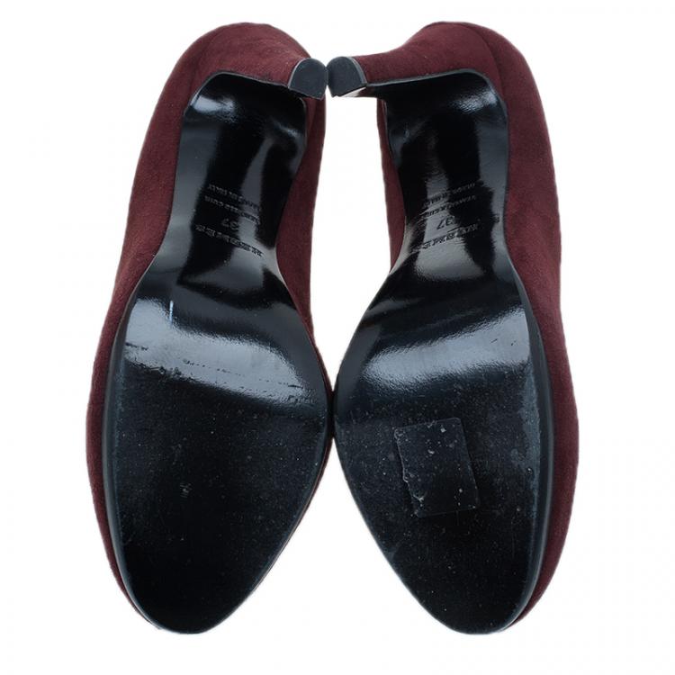 Pre Owned Hermes Burgundy Suede Florida Pumps Size 37