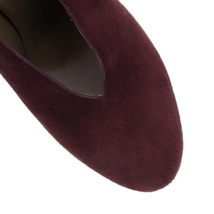Pre Owned Hermes Burgundy Suede Florida Pumps Size 37