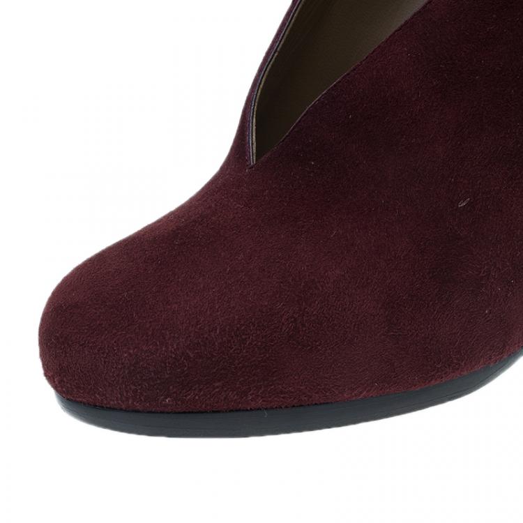 Pre Owned Hermes Burgundy Suede Florida Pumps Size 37