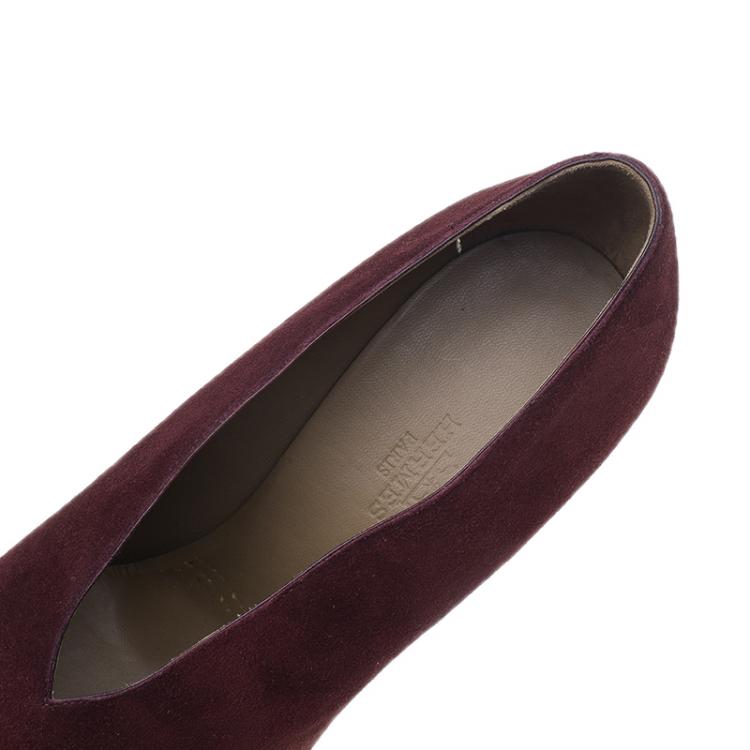 Pre Owned Hermes Burgundy Suede Florida Pumps Size 37