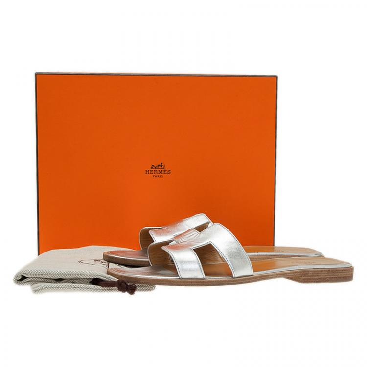 hermes sandals silver