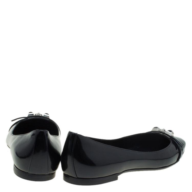 Pre Owned Hermes Black Leather Liberty Ballet Flats Size 38