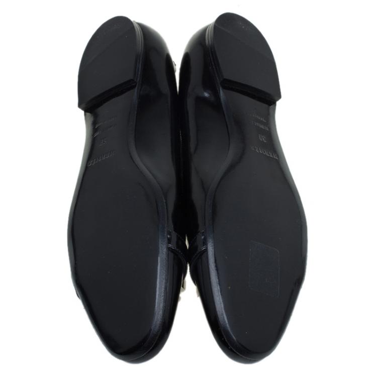 Pre Owned Hermes Black Leather Liberty Ballet Flats Size 38