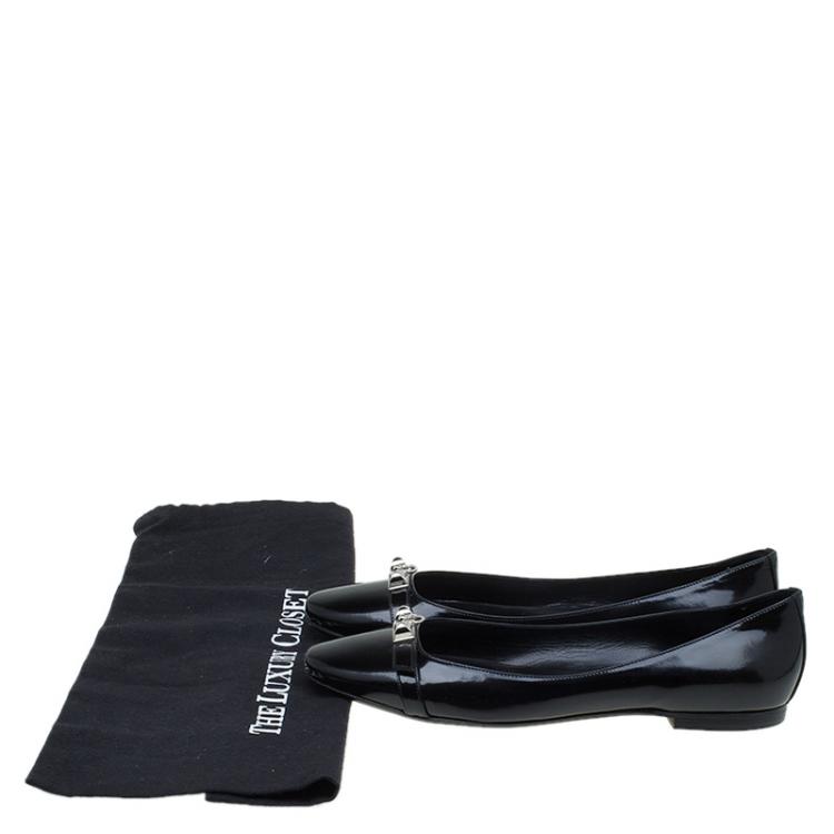 Pre Owned Hermes Black Leather Liberty Ballet Flats Size 38