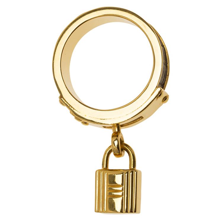 Pre Owned Hermes Gold Lock Scarf Ring