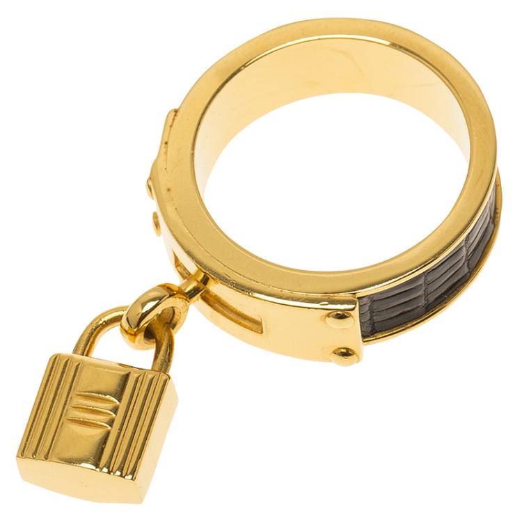 Pre Owned Hermes Gold Lock Scarf Ring