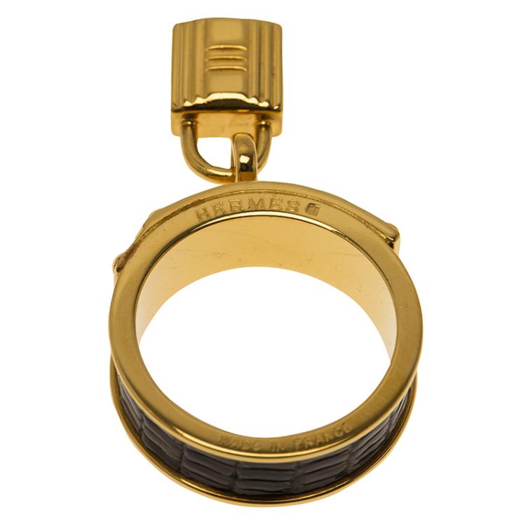 Pre Owned Hermes Gold Lock Scarf Ring