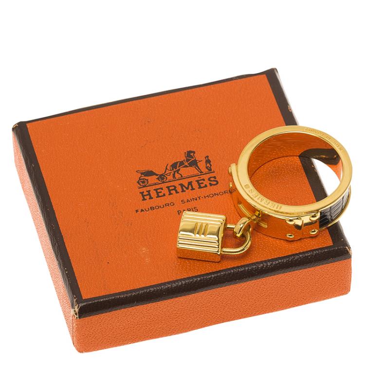 Pre Owned Hermes Gold Lock Scarf Ring