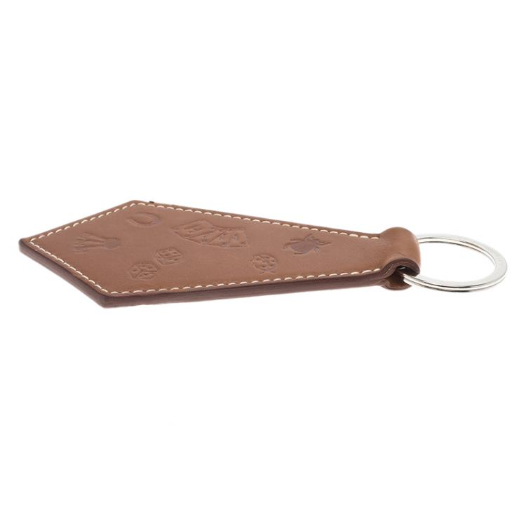 Pre Owned Hermes Brown Leather Tab Keychain