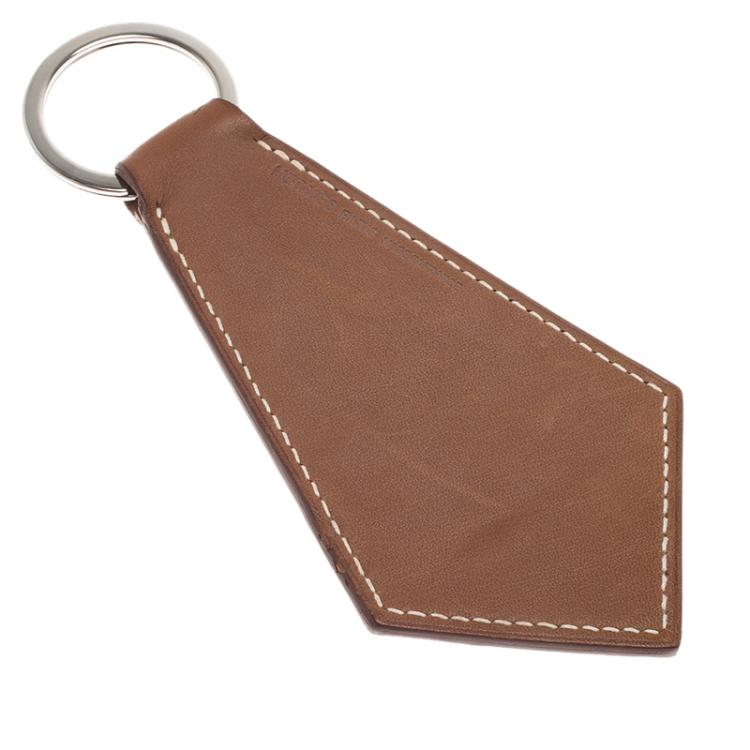 Pre Owned Hermes Brown Leather Tab Keychain