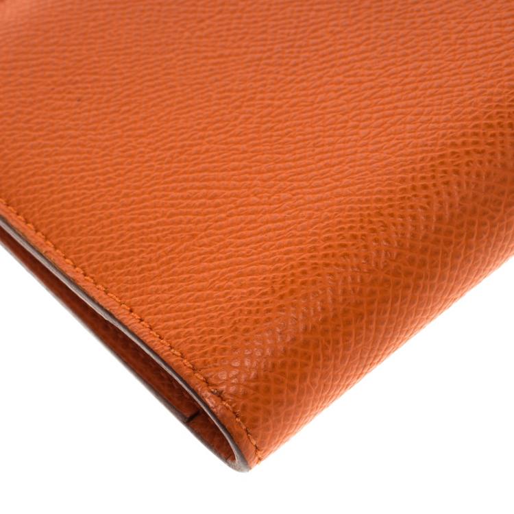 Pre Owned Hermes Orange Chevre Mysore Leather Vision Agenda Cover