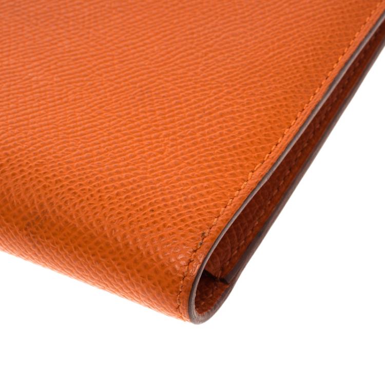 Pre Owned Hermes Orange Chevre Mysore Leather Vision Agenda Cover