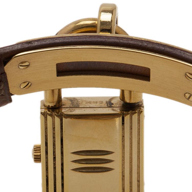Pre Owned Hermes Gold Gold-Plated Stainless Steel Kelly Women's Wristwatch 20MM