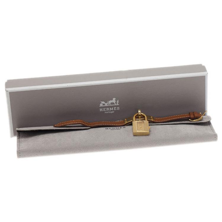 Pre Owned Hermes Gold Gold-Plated Stainless Steel Kelly Women's Wristwatch 20MM