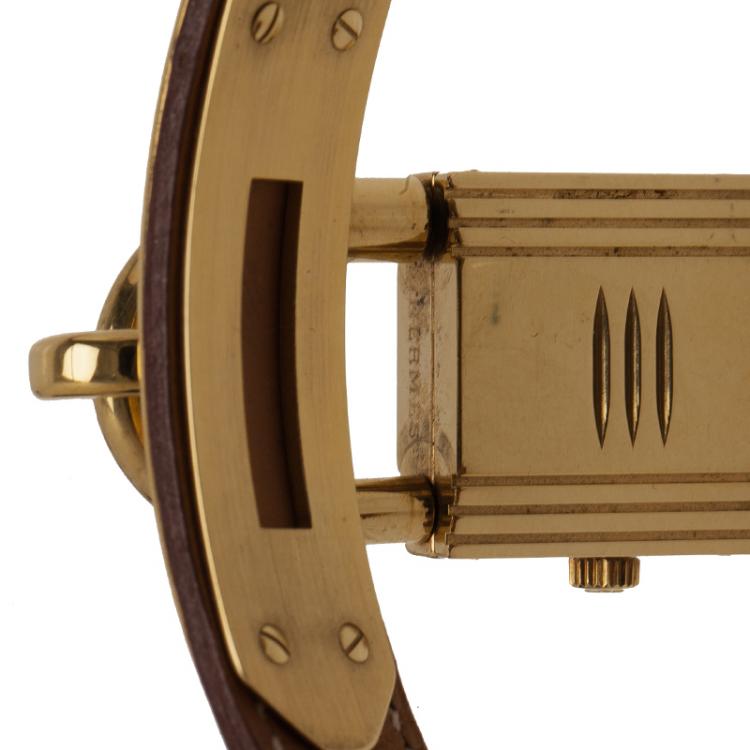 مملوكة مسبقًا Hermes Gold Gold-Plated Stainless Steel Kelly Women's Wristwatch 20MM