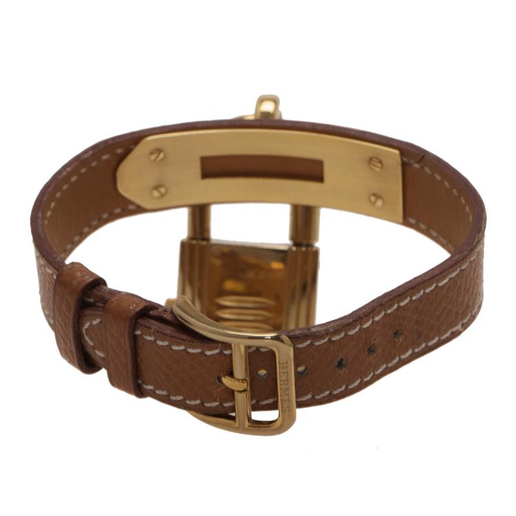 مملوكة مسبقًا Hermes Gold Gold-Plated Stainless Steel Kelly Women's Wristwatch 20MM