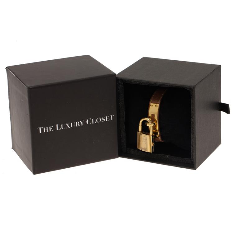 مملوكة مسبقًا Hermes Gold Gold-Plated Stainless Steel Kelly Women's Wristwatch 20MM