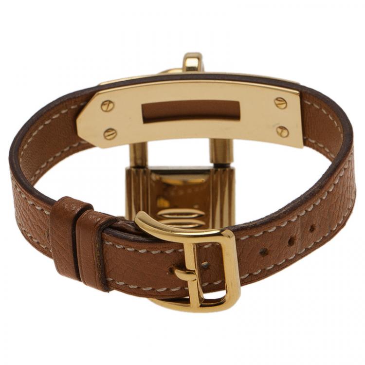 Pre Owned Hermes Gold Gold-Plated Stainless Steel Kelly Women's Wristwatch 20MM
