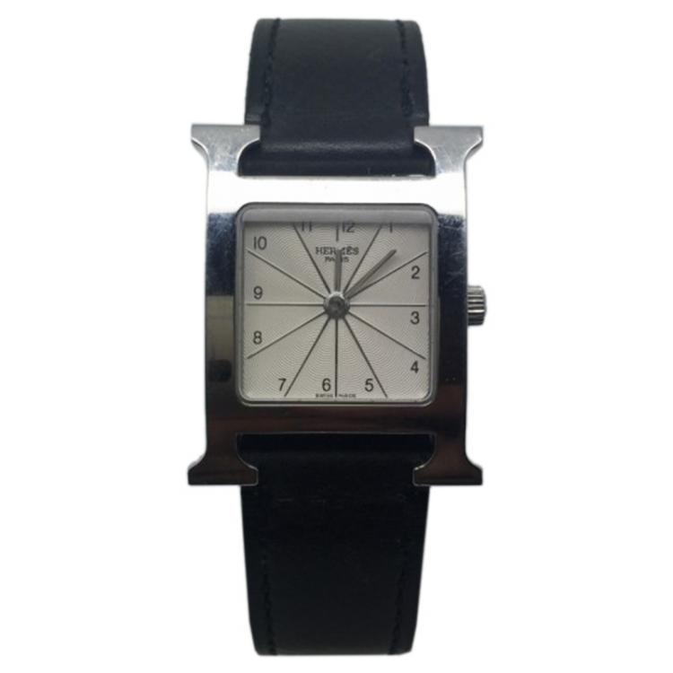 Pre Owned Hermes Off-White Stainless Steel Heure H Women's Wristwatch 26MM 