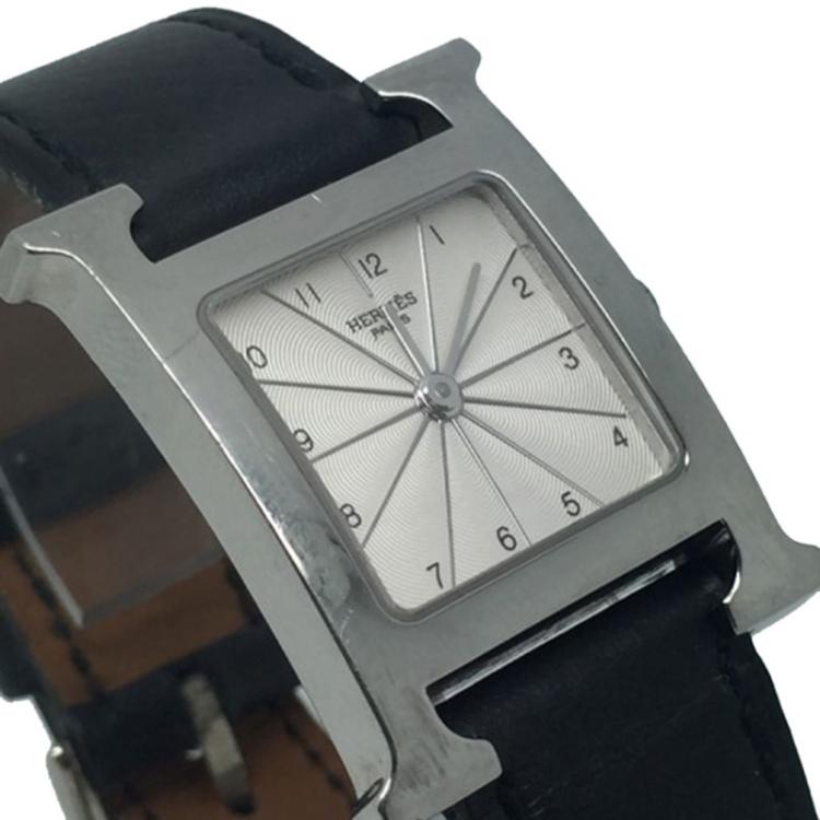 Pre Owned Hermes Off-White Stainless Steel Heure H Women's Wristwatch 26MM 