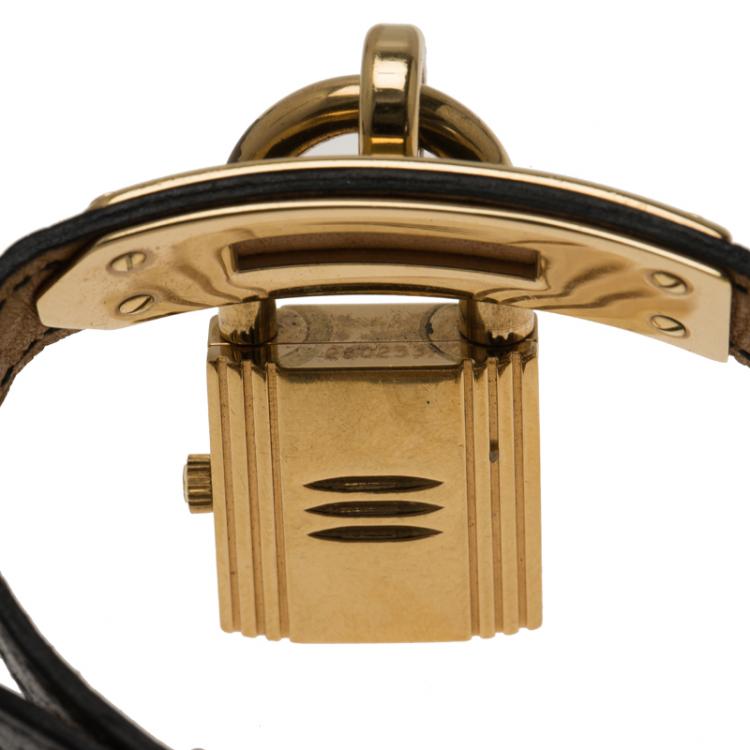 Pre Owned Hermes Black Stainless Steel Kelly Women's Wristwatch 20MM