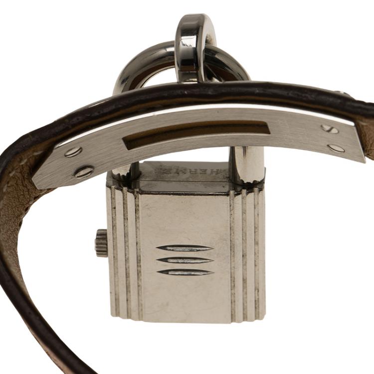 Pre Owned Hermes White Stainless Steel Kelly Women's Wristwatch 20M