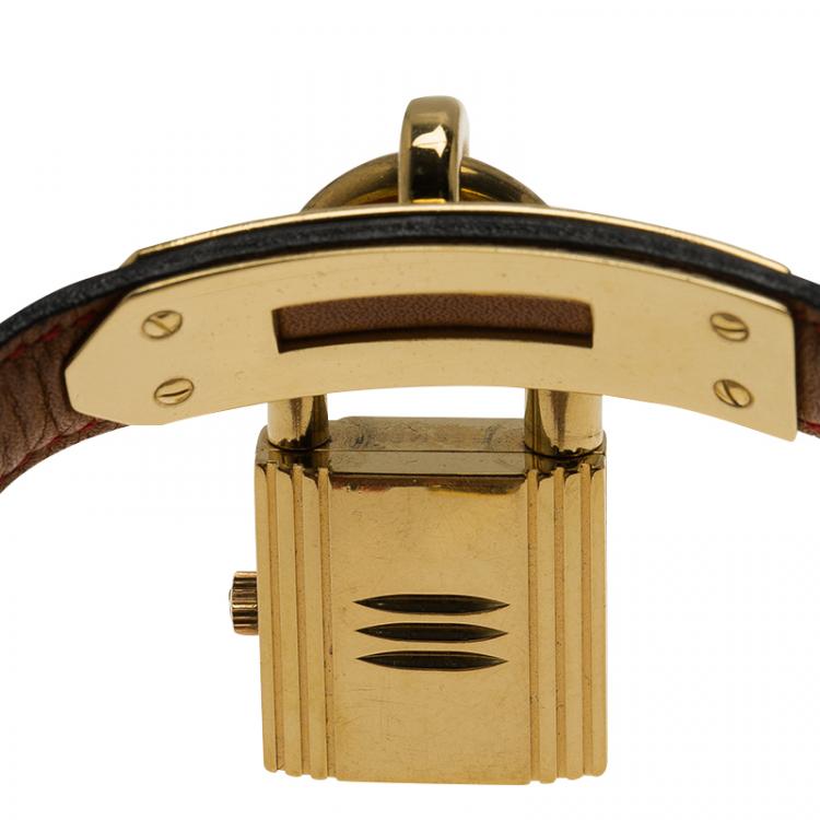 Pre Owned Hermes White Gold-Plated Steel Kelly Women's Wristwatch 20MM 