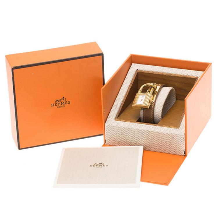 Pre Owned Hermes White Gold-Plated Steel Kelly Women's Wristwatch 20MM 