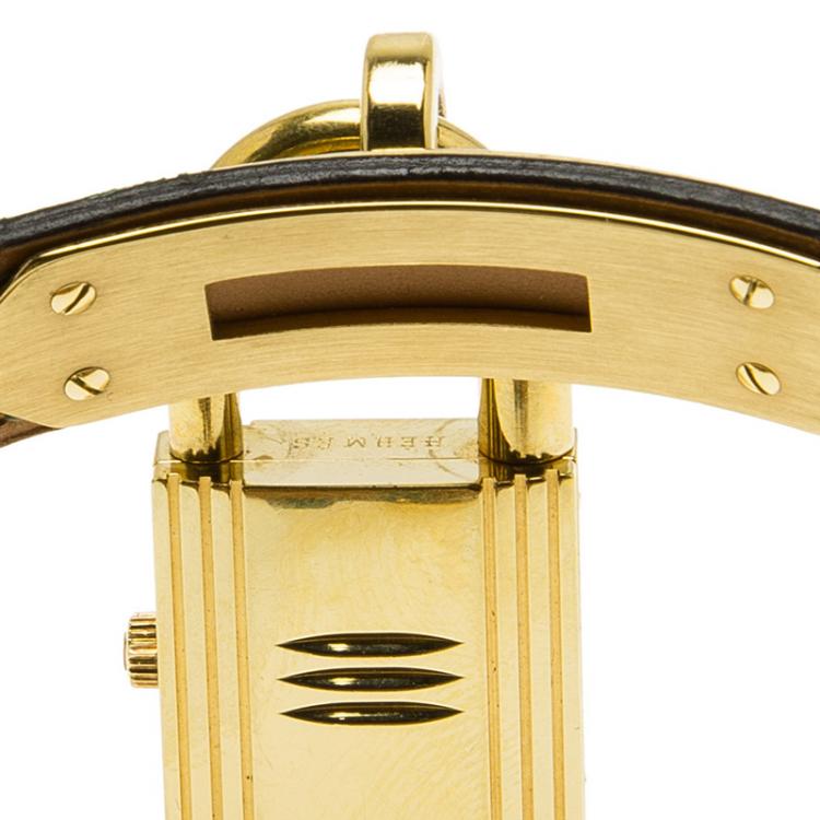 Pre Owned Hermes Champagne Gold-Plated Steel Kelly Women's Wristwatch 20MM