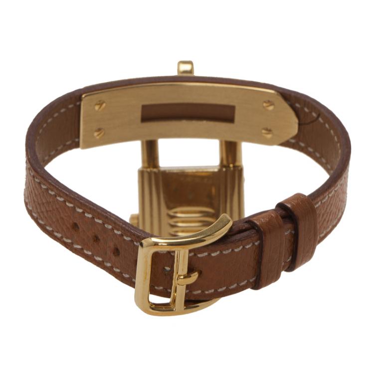 Pre Owned Hermes Gold Gold-Plated Stainless Steel Kelly Women's Wristwatch 20MM