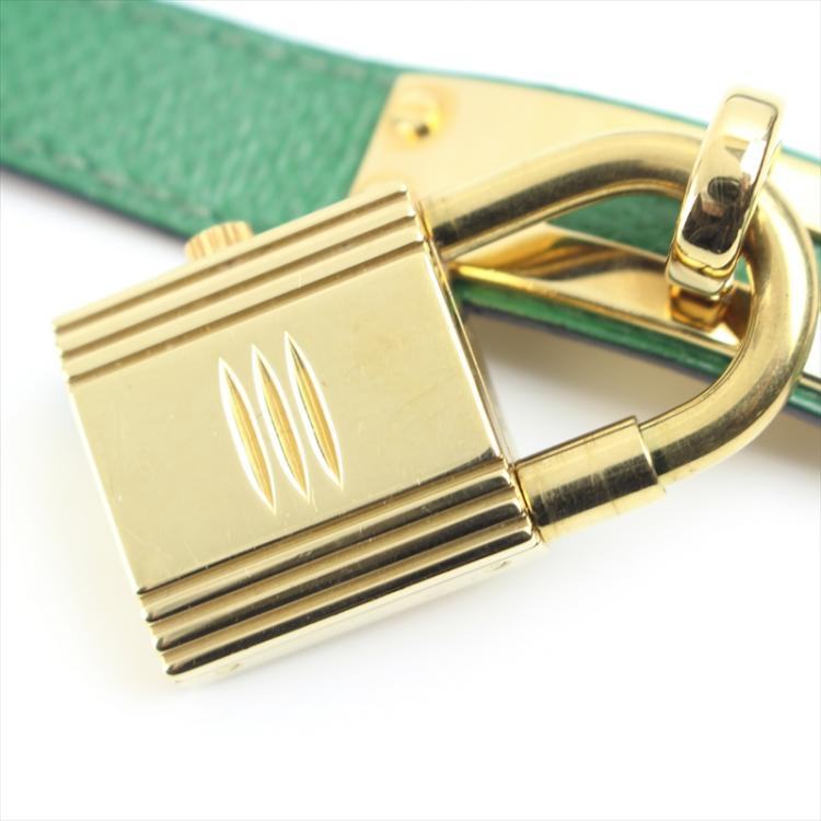 Pre Owned Hermes White Yellow Gold-Plated Steel Kelly Women's Wristwatch 20MM