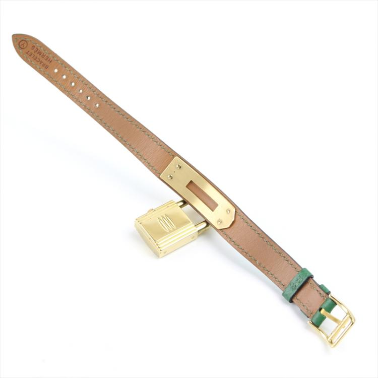 Pre Owned Hermes White Yellow Gold-Plated Steel Kelly Women's Wristwatch 20MM