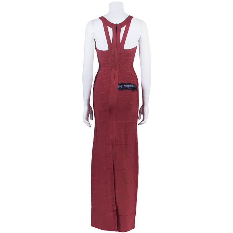 Pre Owned Herve Leger Juliette Long Bandage Gown S