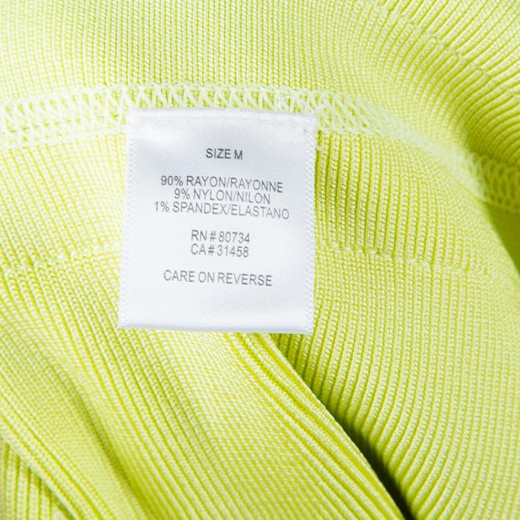 Pre Owned Herve Leger Citrus Yellow Estelle Bandage Dress M