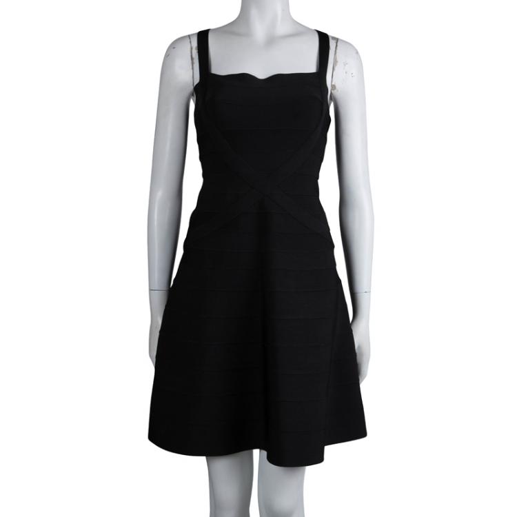 Pre Owned Herve Leger Black Bandage Faith Dress M