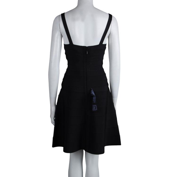 Pre Owned Herve Leger Black Bandage Faith Dress M