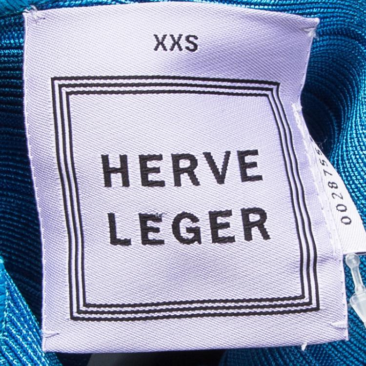 Pre Owned Herve Leger Atlantis Blue Tasha Bandage Dress XXS