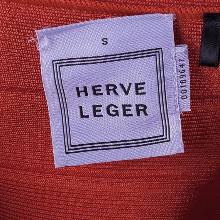 مملوكة مسبقًا Herve Leger Red Pasha Bandage Dress S