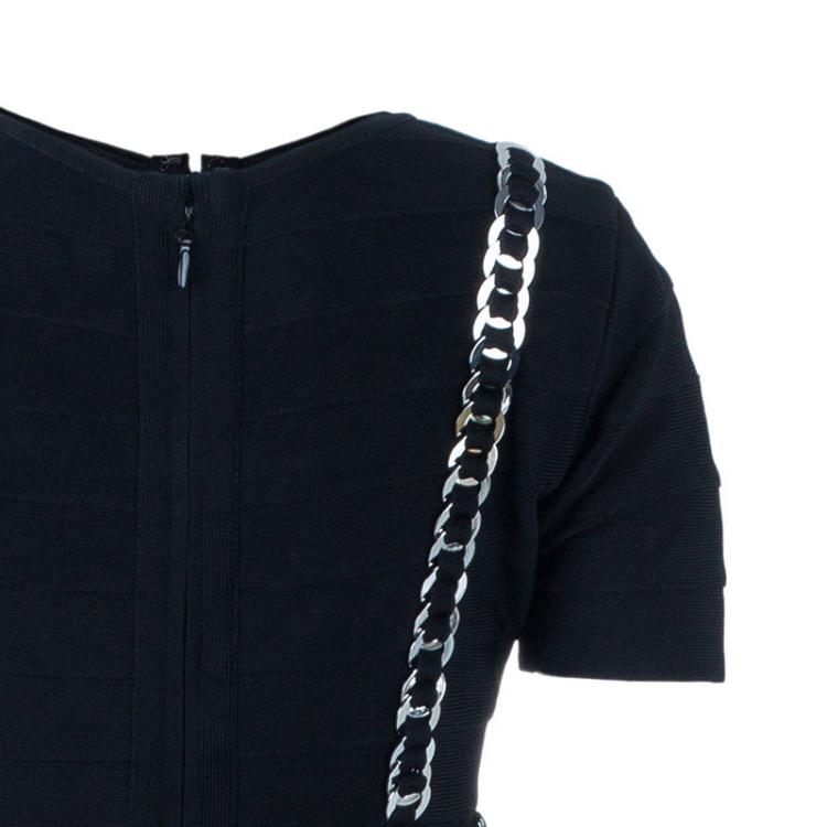 Pre Owned Herve Leger Angelee Ring Detail Body-con Dress S