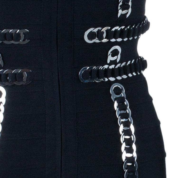 Pre Owned Herve Leger Angelee Ring Detail Body-con Dress S