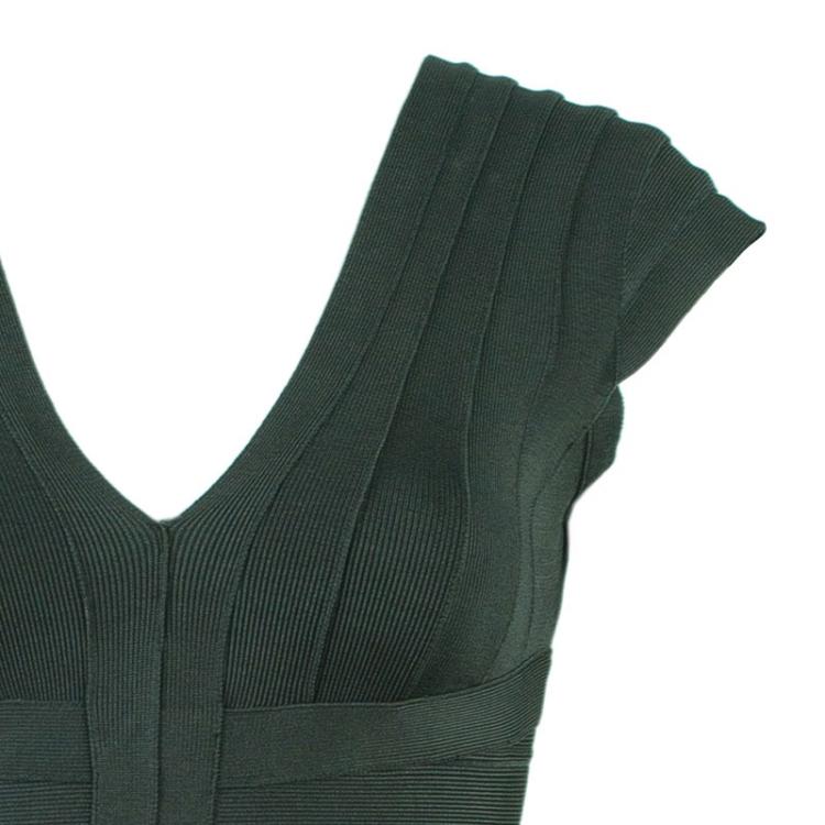 Pre Owned Herve Leger Shadow Cap Sleeve Bandage Dress S
