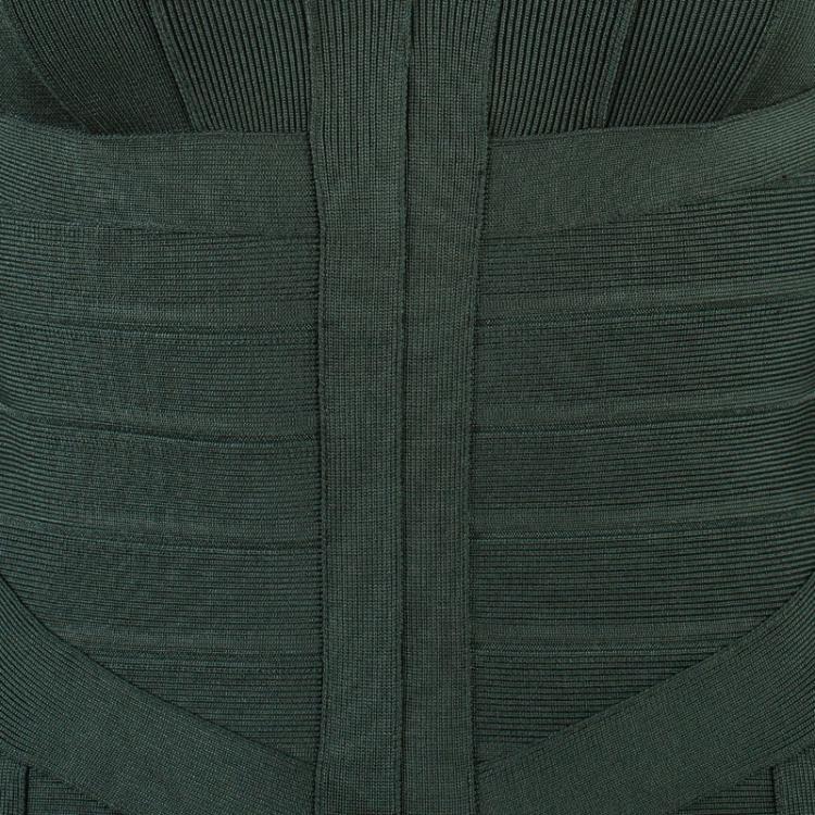 Pre Owned Herve Leger Shadow Cap Sleeve Bandage Dress S
