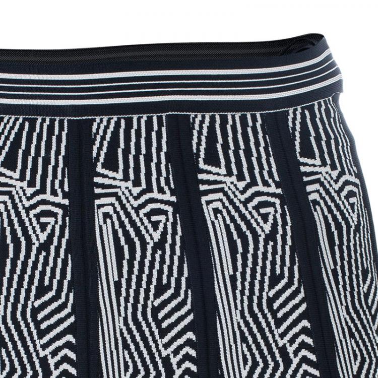Pre Owned Herve Leger Black and White Bandage Skirt XS